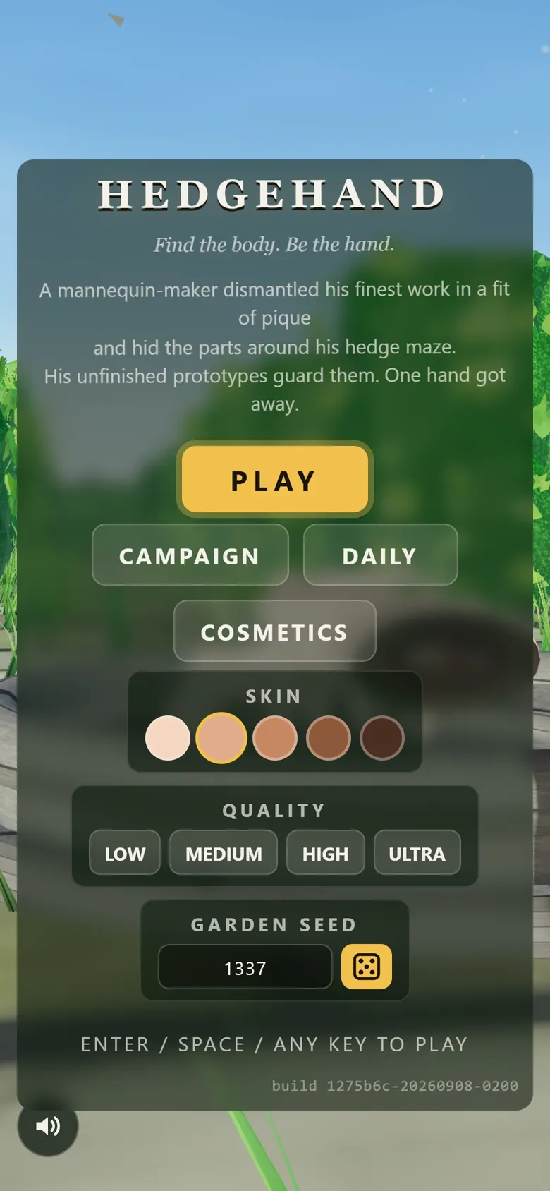 Hedgehand game on a phone