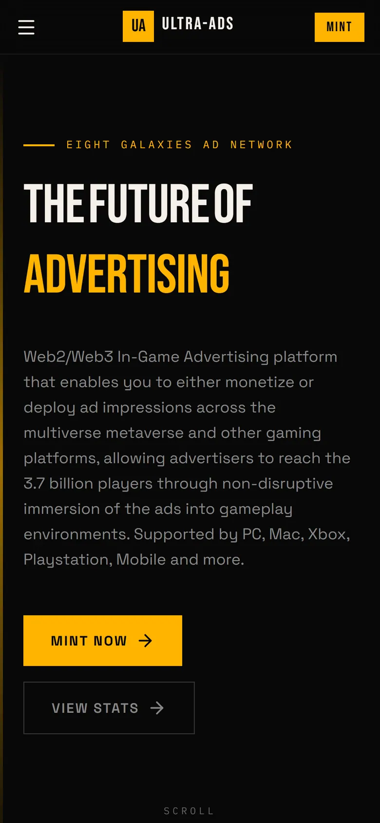Ultra-Ads website on a phone