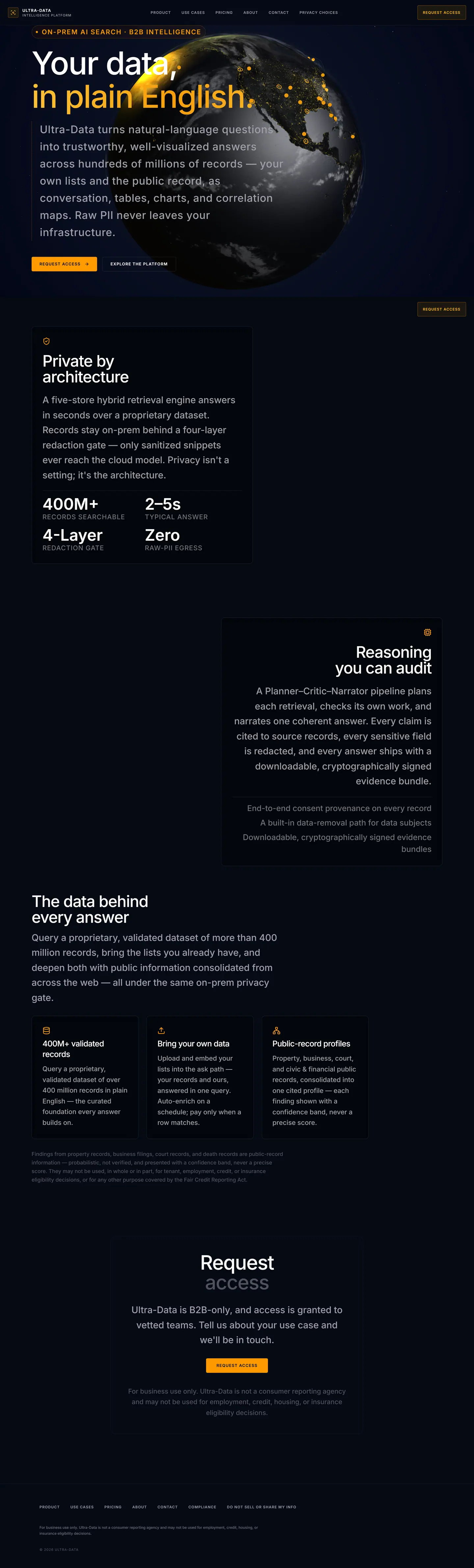 Ultra-Data website, full page