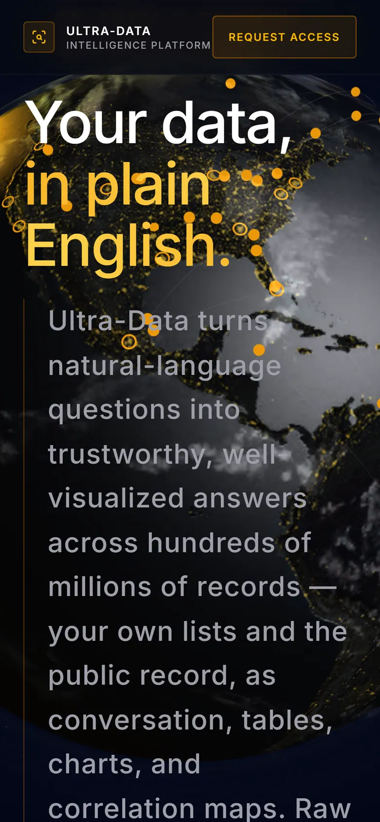 Ultra-Data website on a phone
