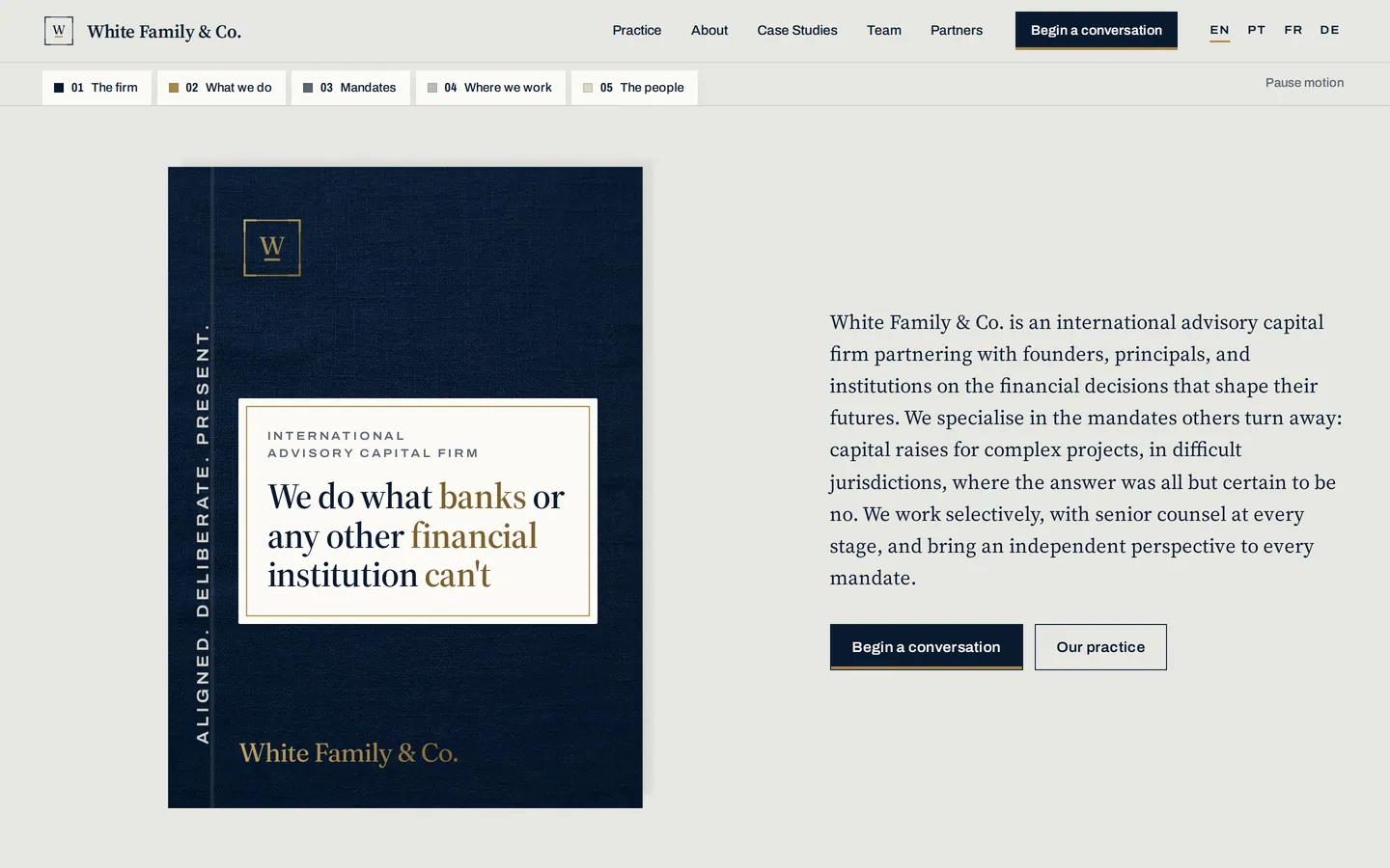 White Family & Co. website, first screen