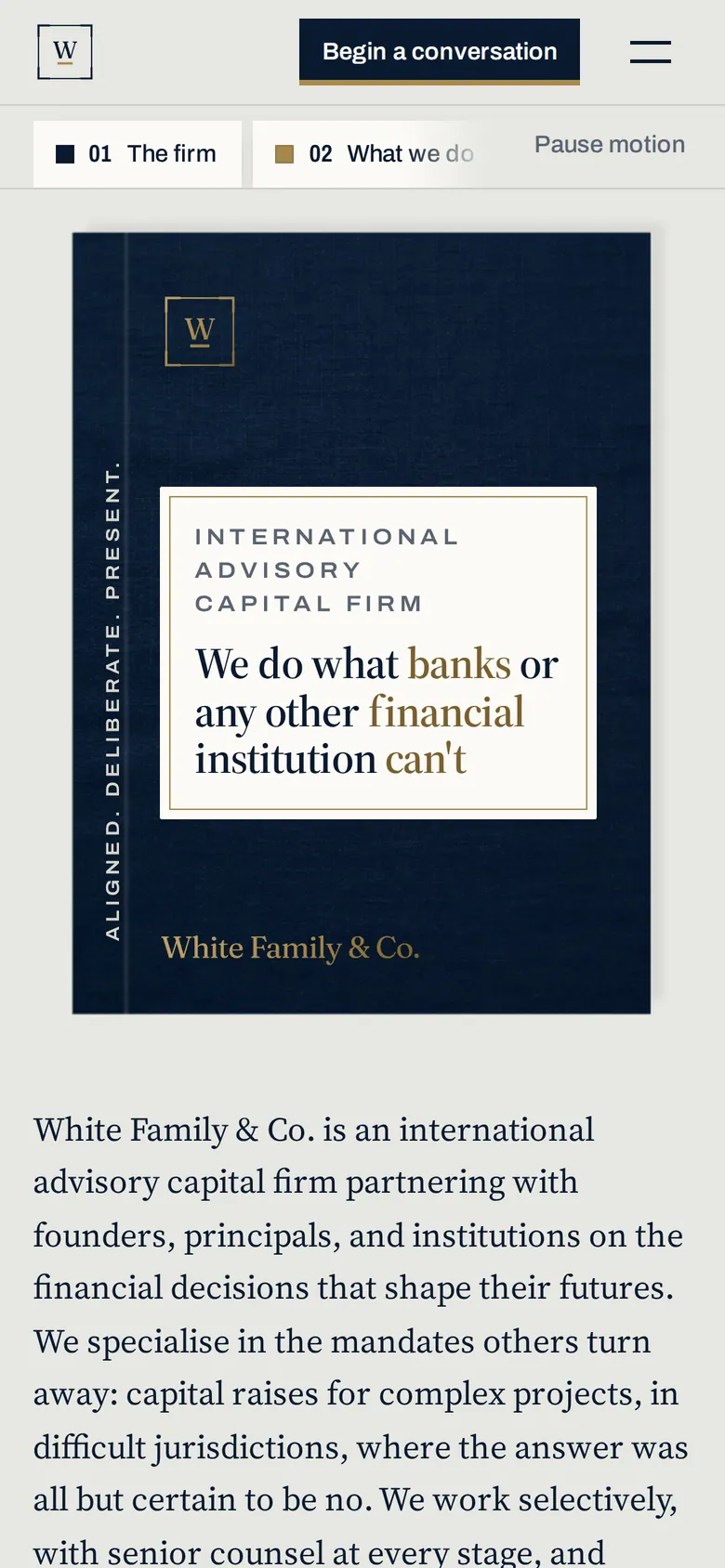 White Family & Co. website on a phone